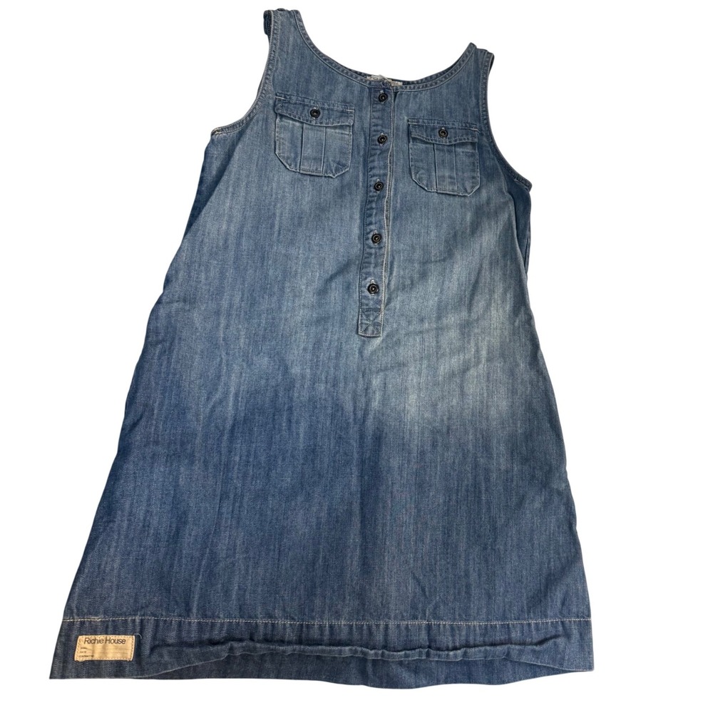 Richie House LA Sleeveless Denim Button Cottagecore Jean Dress Midi size 12 girl